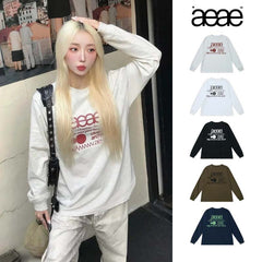 AEAE Vintage Graphic Long Sleeve T-Shirt – Minimal Streetwear Loose Fit Tee