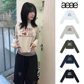 AEAE Vintage Logo Cropped Long Sleeve T-Shirt – Minimal Streetwear Slim Fit Tee