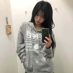 AEAE Star Graphic Oversized Hoodie – Minimal Streetwear Pullover Sweatshirt Duo