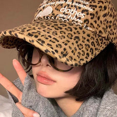 AEAE Leopard Print Baseball Cap – Vintage Streetwear Washed Cotton Adjustable Hat