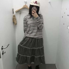 AEAE Vintage Striped Henley Hoodie – Cropped Long Sleeve Retro Streetwear Top