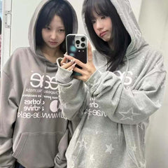 AEAE Star Graphic Oversized Hoodie – Minimal Streetwear Pullover Sweatshirt Duo