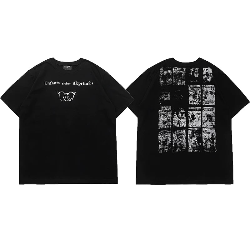 ERD Vintage Graphic Print T-Shirt Black