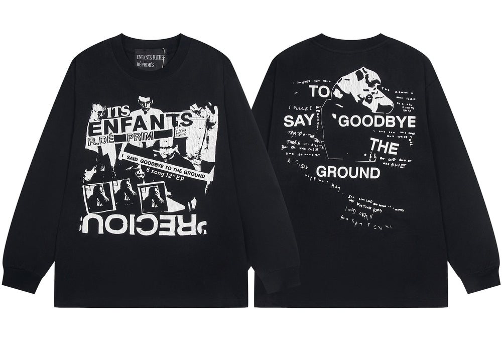 ERD "Say Goodbye To The Ground" Printed Long Sleeve T-Shirt (Black)
