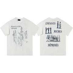 ERD Military Sketch Graphic Print Short Sleeve T-Shirt (White)