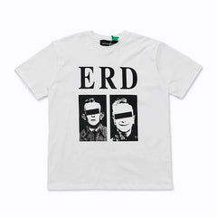 ERD Censored Portrait Graphic Print Short Sleeve T-Shirt (White)