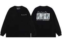 ERD Cursive Logo & Triptych Photo Long Sleeve T-Shirt (Black)