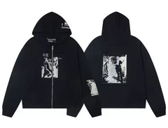 ERD East Asian Graphic Full-Zip Hoodie (Black)