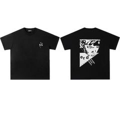 ERD Geometric Portrait Graphic Short Sleeve T-Shirt (Black)