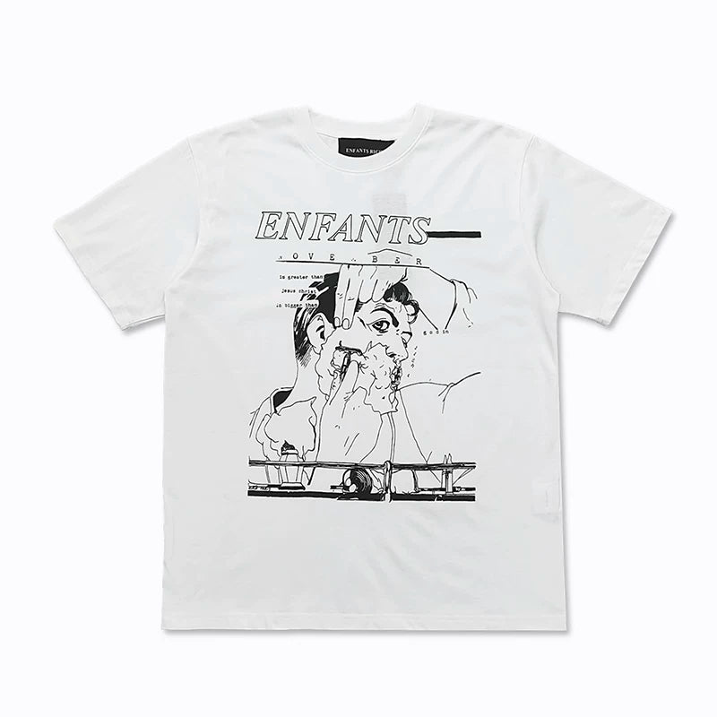 ERD Shaving Graphic Print Short Sleeve T-Shirt (White)