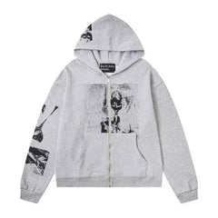 ERD Cross Graphic Full-Zip Hoodie (Heather Grey)