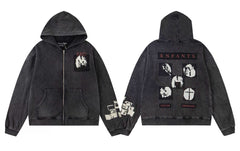 ERD Chest Patch Graphic Full-Zip Hoodie (Washed Black)
