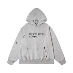 ERD Distressed Logo Text Pullover Hoodie (Heather Grey)