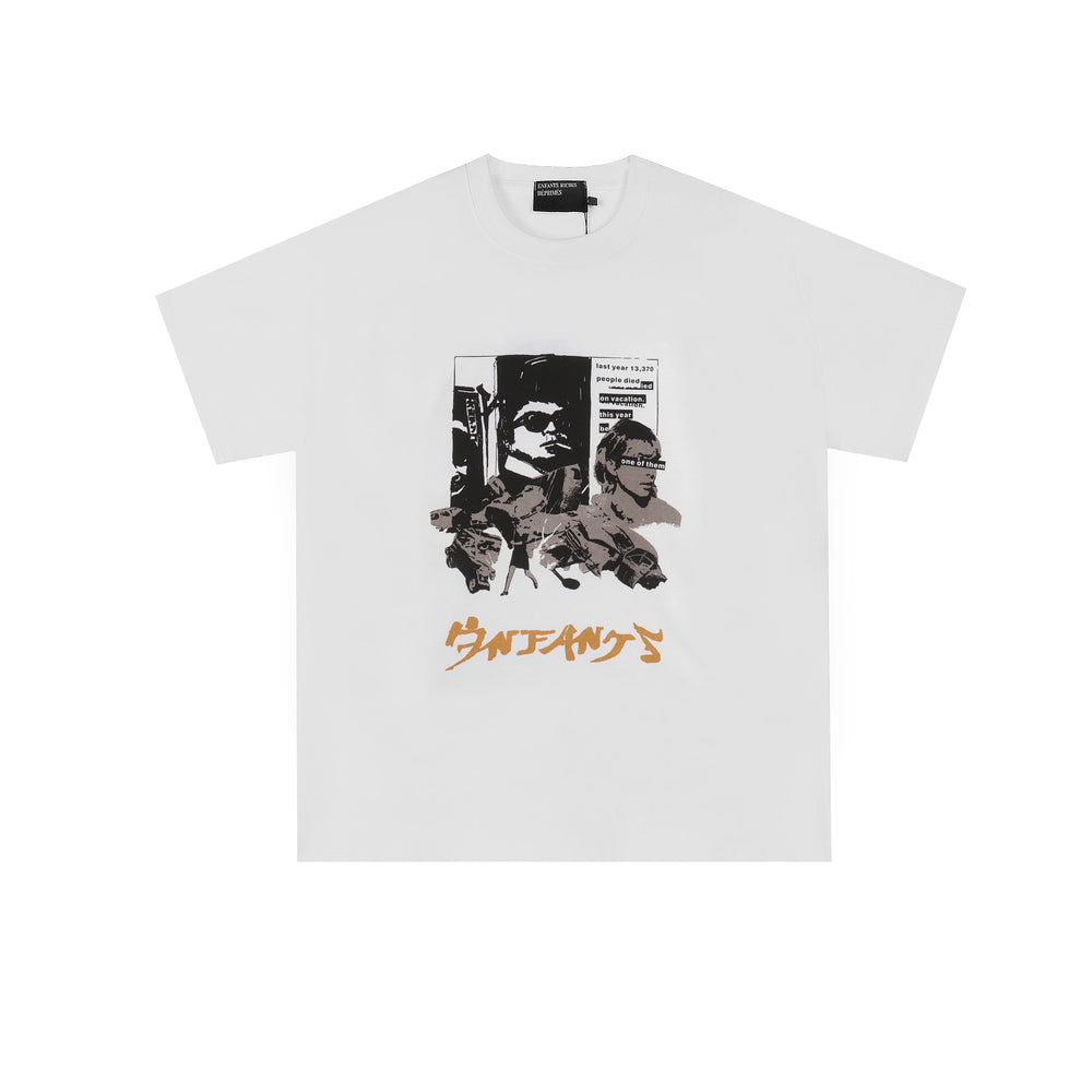 ERD Figure Portrait Graphic Short Sleeve T-Shirt (Off-White)
