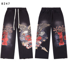 Vale Forever "Valley Dreams" Eagle Graphic Drawstring Sweatpants (Black)