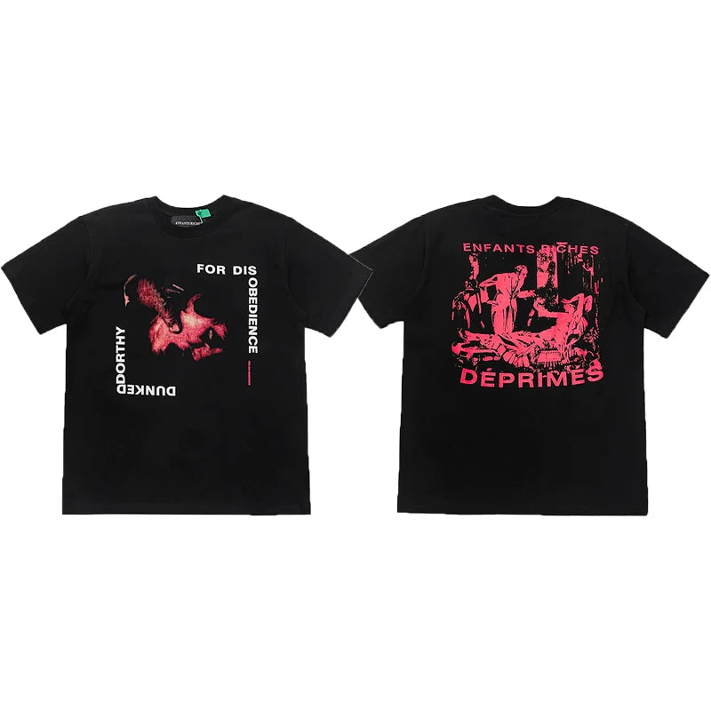 ERD Red Graphic Print Short Sleeve T-Shirt (Black)