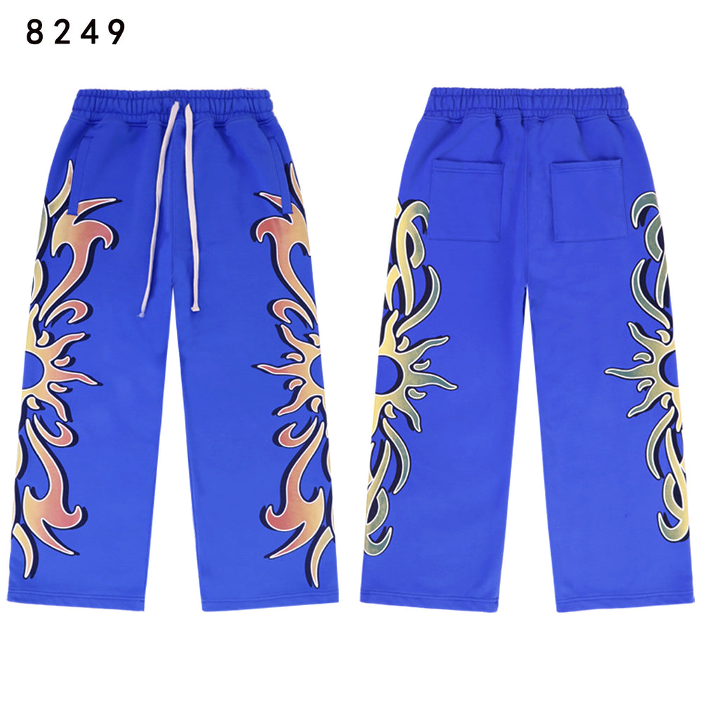 Vale Forever Flame Sun Tribal Graphic Drawstring Sweatpants (Blue)