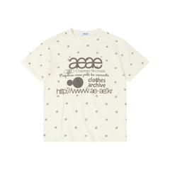 Korean Fashion aeae Apricot Short Sleeve T-Shirt with Colorful Polka Dots
