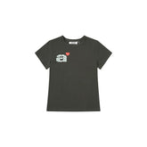 aeae Casual Apricot Short Sleeve Graphic Tee with Multicolored Polka Dots