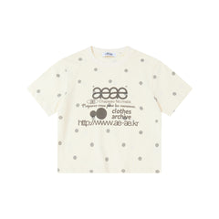 AEAE Cat Graphic Cotton T-Shirt | Slim Fit Crop Polka Dot Summer Top