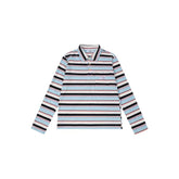 AEAE Vintage Multi-Stripe Polo Long Sleeve Shirt – Blue Retro Streetwear Rugby Top