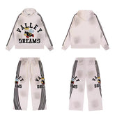 Vale Forever Vintage Bee Graphic Hoodie & Striped Sweatpants Set - Off White