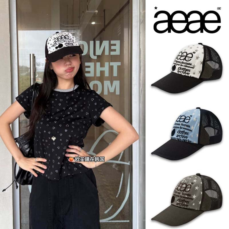 AEAE Star Print Mesh Trucker Cap – Vintage Streetwear Breathable Snapback Hat