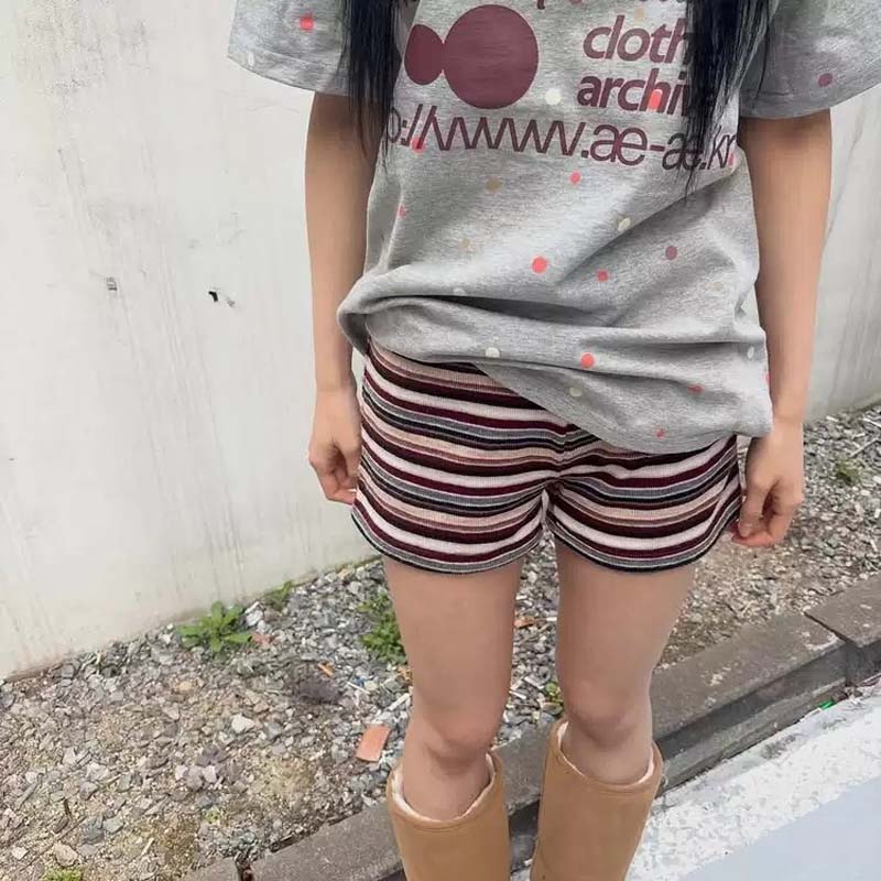 aeae Contrasting color stripe shorts casual and slimming