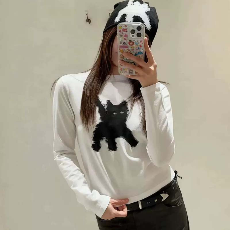 AEAE Pixel Cat Knit Beanie – Minimal Jacquard Winter Streetwear Hat