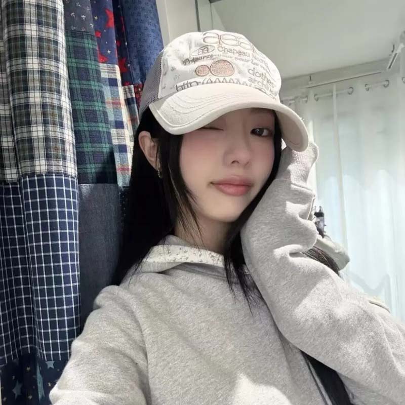 AEAE Embroidered Mesh Baseball Cap | Korean Streetwear Adjustable Casual Hat