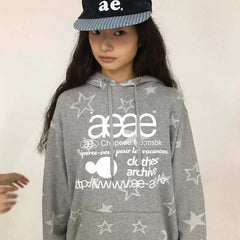 AEAE Star Graphic Oversized Hoodie – Minimal Streetwear Pullover Sweatshirt Duo