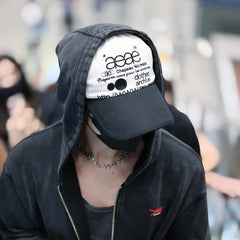 AEAE Vintage Logo Two-Tone Baseball Cap – Black & White Streetwear Dad Hat