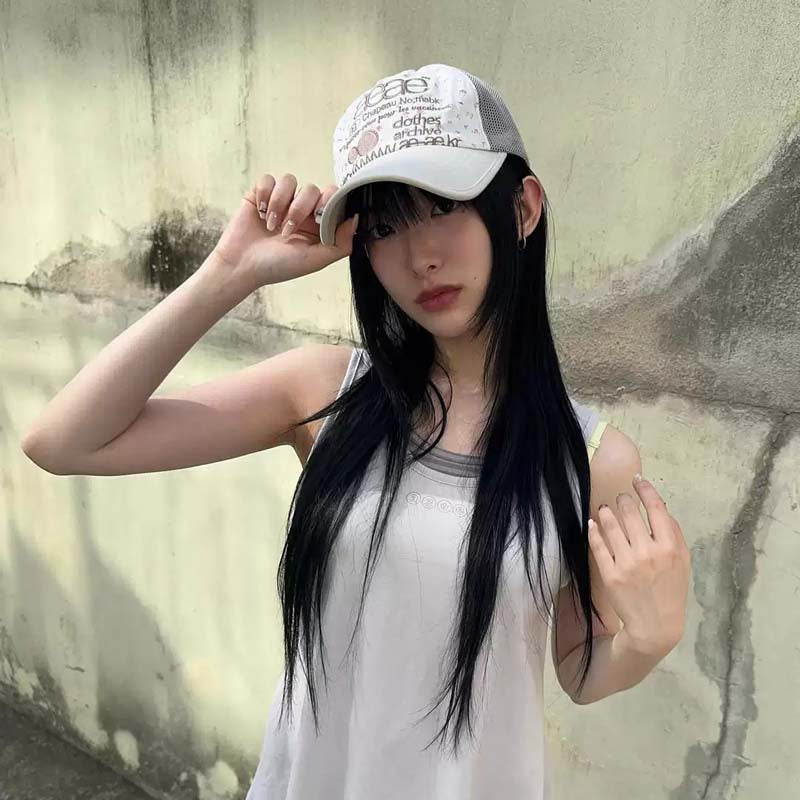 AEAE Embroidered Mesh Baseball Cap | Korean Streetwear Adjustable Casual Hat