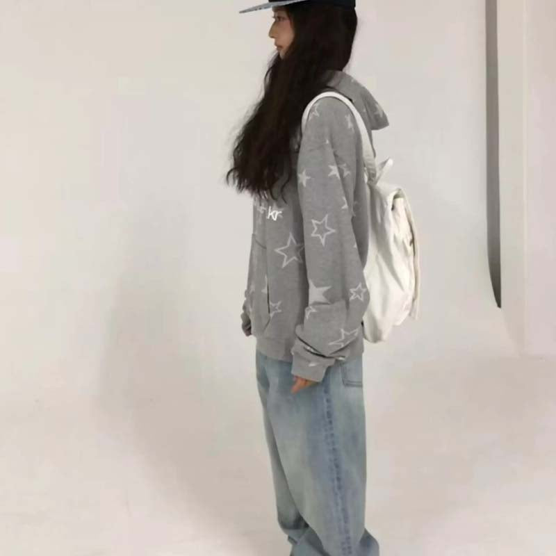 AEAE Star Graphic Oversized Hoodie – Minimal Streetwear Pullover Sweatshirt Duo