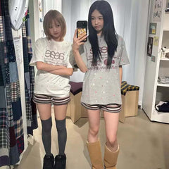 aeae Contrasting color stripe shorts casual and slimming