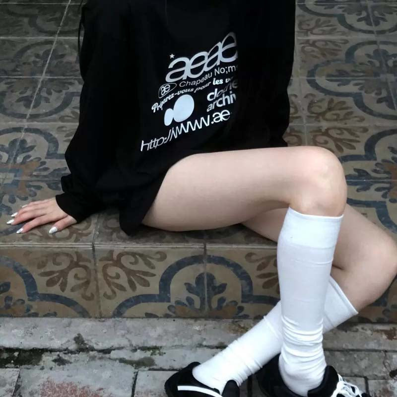 AEAE Vintage Logo Oversized Sweatshirt – Black Minimal Streetwear Graphic Pullover
