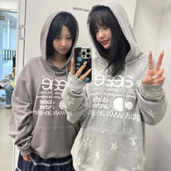 AEAE Star Graphic Oversized Hoodie – Minimal Streetwear Pullover Sweatshirt Duo