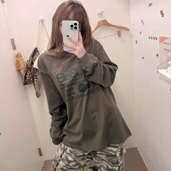 AEAE Vintage Graphic Long Sleeve T-Shirt – Minimal Streetwear Loose Fit Tee