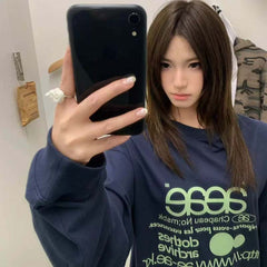 AEAE Vintage Logo Oversized Sweatshirt – Black Minimal Streetwear Graphic Pullover