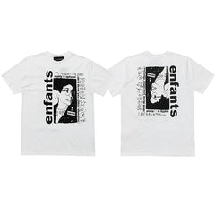 ERD Collage Portrait Graphic Short Sleeve T-Shirt (White)