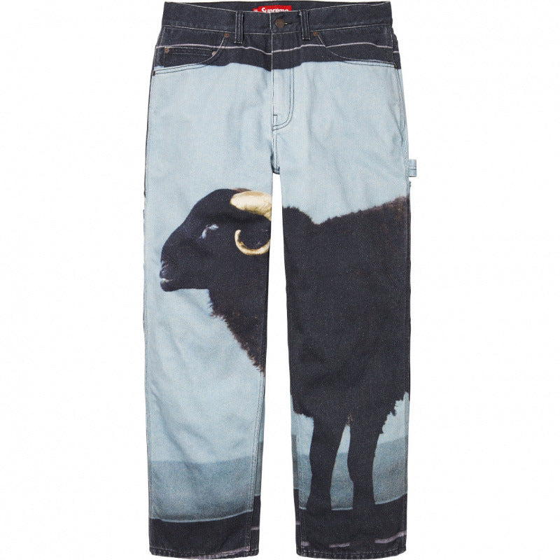 Supreme Ram Graphic Painter Pants - Blue / Black
