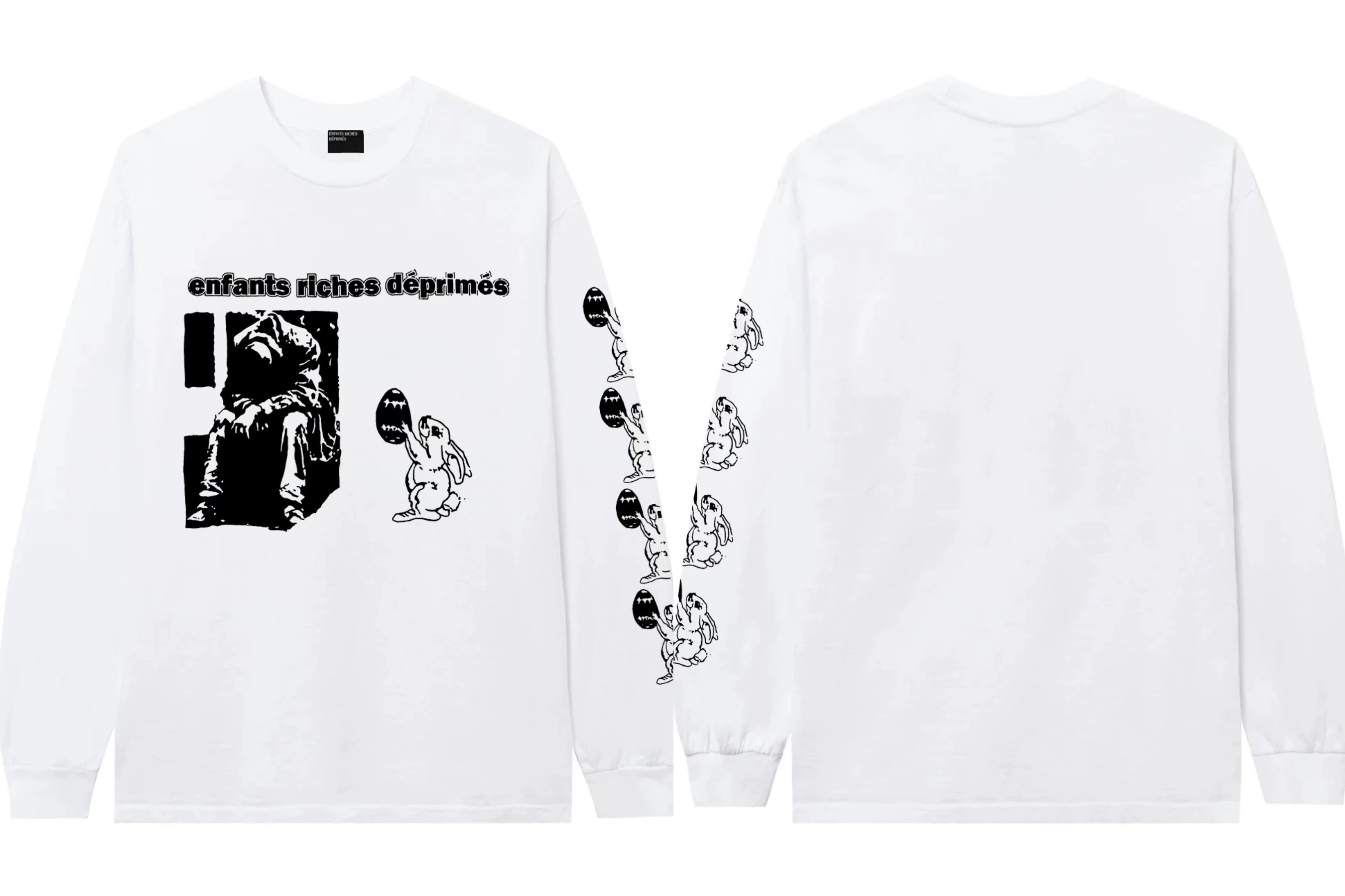 ERD Rabbit Graphic Long Sleeve T-Shirt (White)