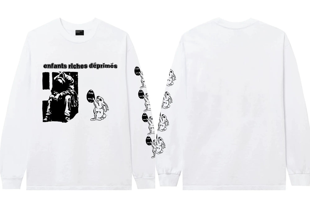 ERD Rabbit Graphic Long Sleeve T-Shirt (White)