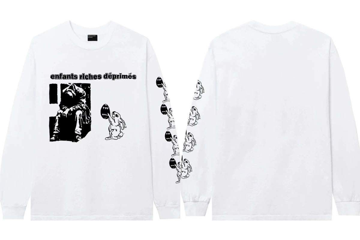 ERD Rabbit Graphic Long Sleeve T-Shirt (White)