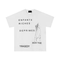 ERD Kick The Tragedy Line Graphic Short Sleeve T-Shirt (Off-White)