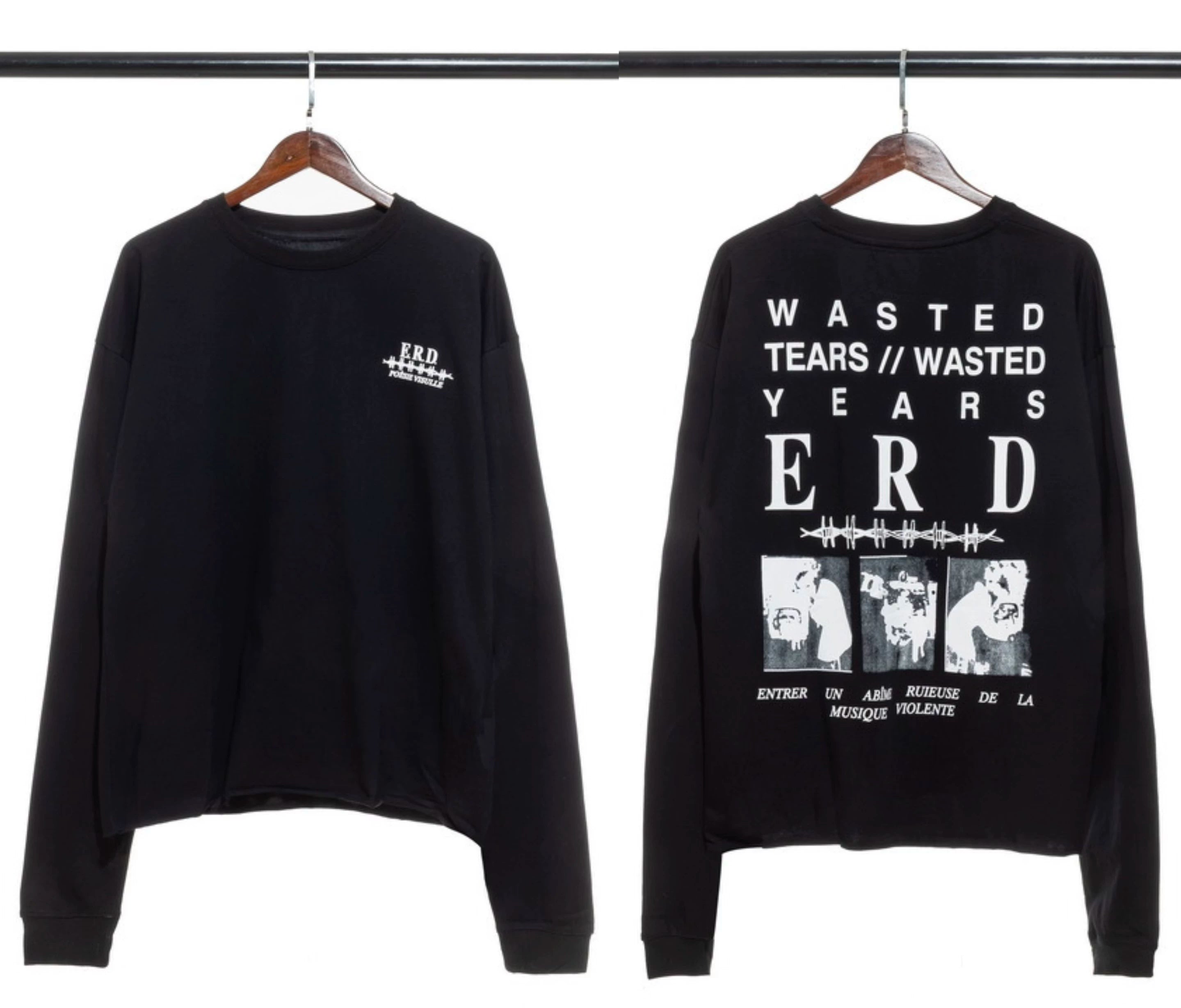 ERD "Wasted Tears " Printed Long Sleeve T-Shirt (Black)