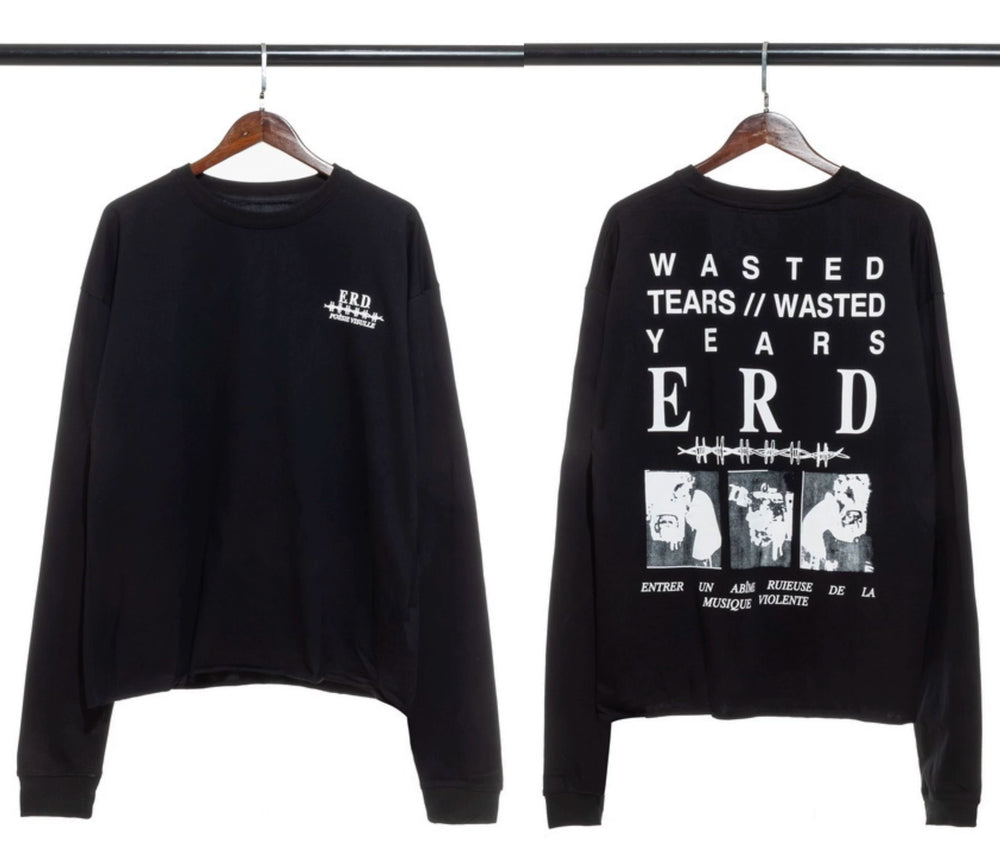 ERD "Wasted Tears " Printed Long Sleeve T-Shirt (Black)