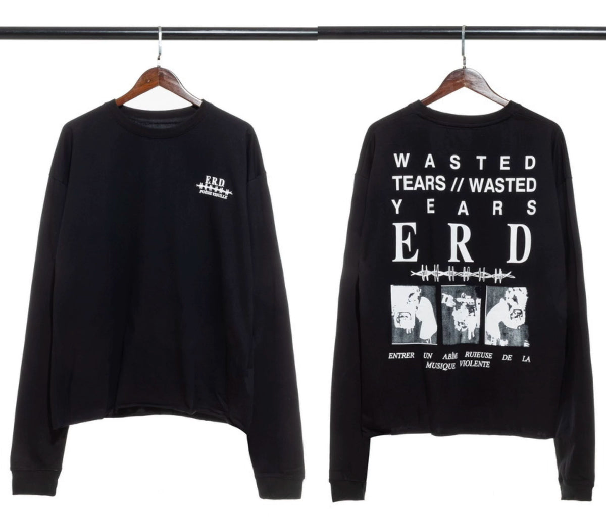 ERD "Wasted Tears " Printed Long Sleeve T-Shirt (Black)
