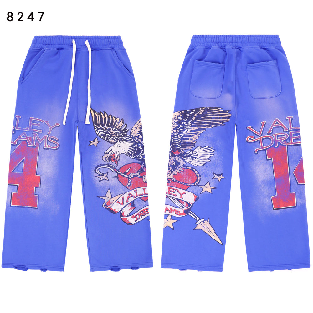 Vale Forever "Valley Dreams" Eagle Graphic Drawstring Sweatpants (Blue)