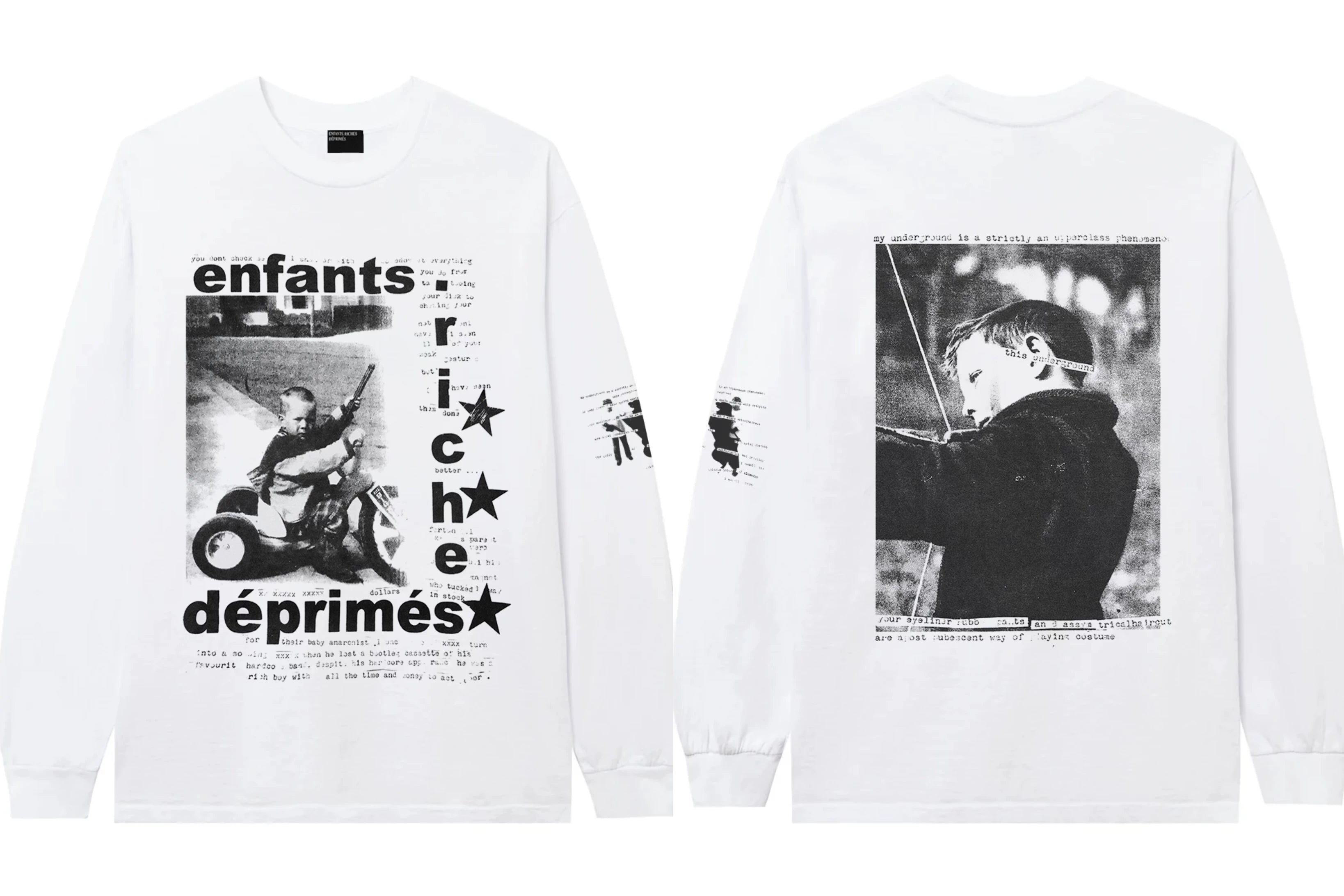 ERD Star & Photo Graphic Long Sleeve T-Shirt (White)
